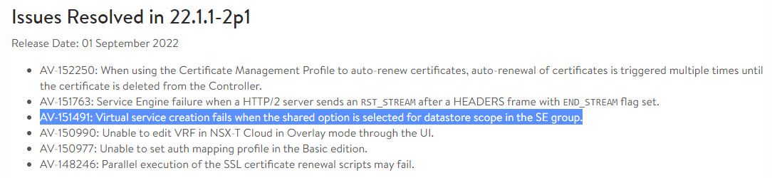 Issues Resolved in 22.1.1-2p1