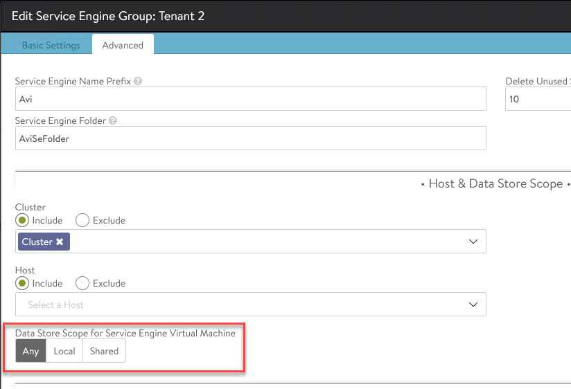 Data Store Scope for SE VM